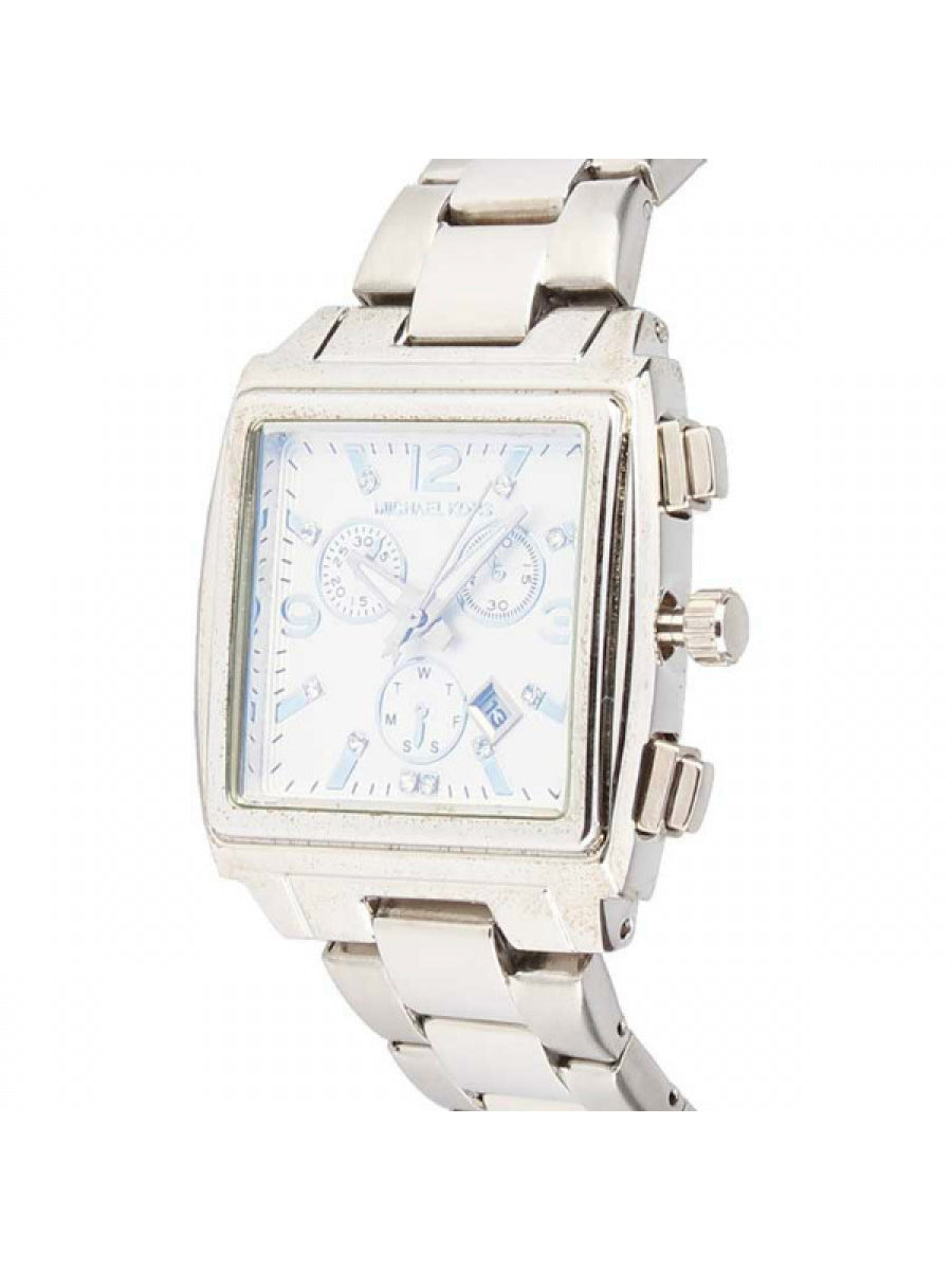 Rectangle White Chronograph Dial - Silver Chain - 021