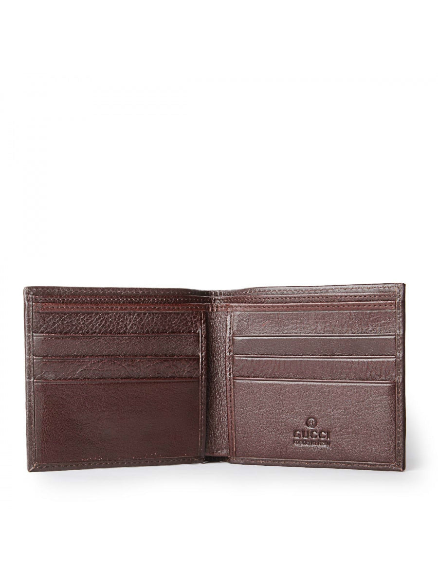 Web With Green and Red Trim Wallet - Chocolate Brown - Genuine Leather