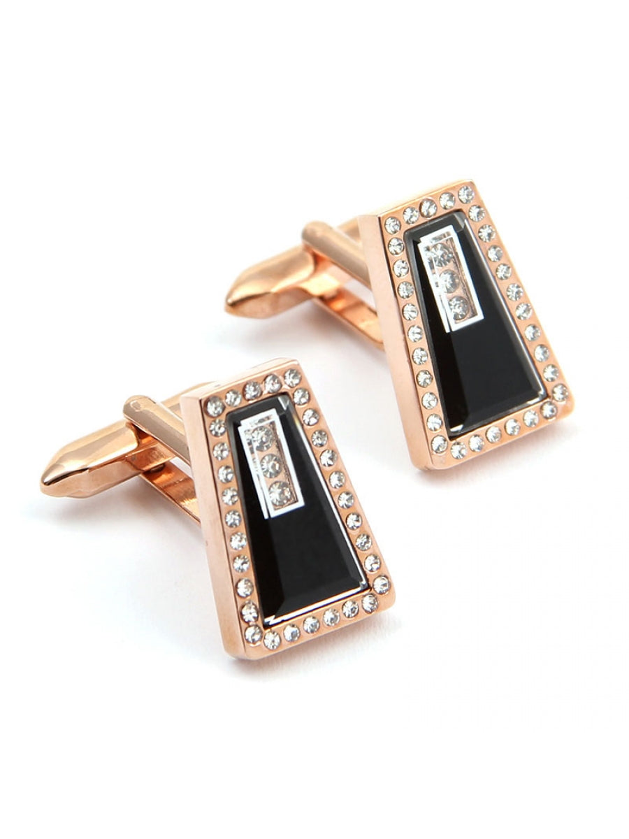 Trapezoid Cufflinks with Diamante
