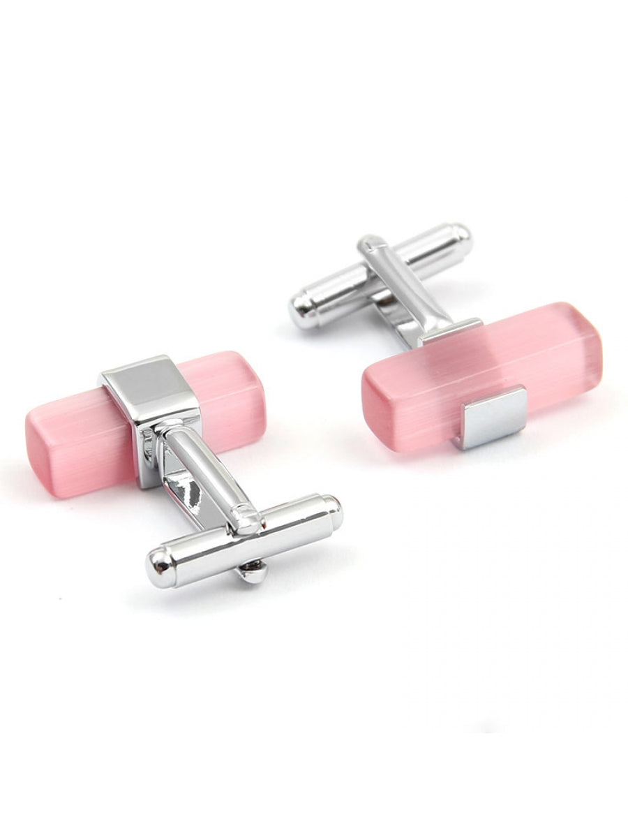 Pink Fiber Glass Bar Cufflinks