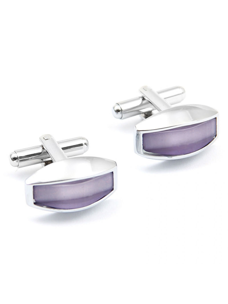Hat Alien Eyes With Purple Fiber Glass Cufflink