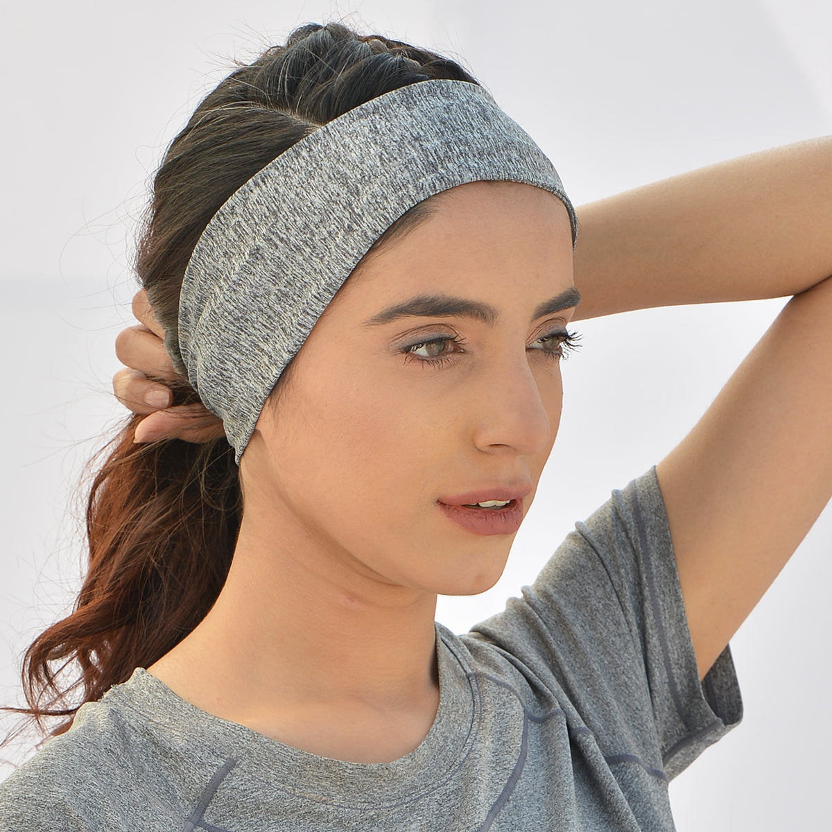 Headband Reflective Two Stripes S3 - Grey / White