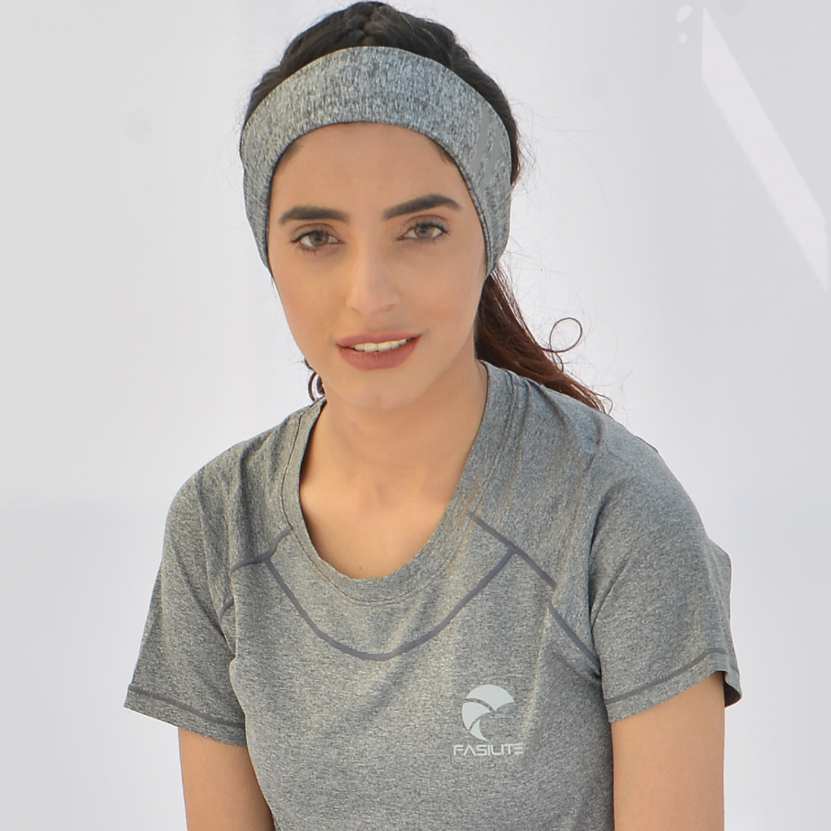 Headband Reflective Two Stripes S3 - Grey / White