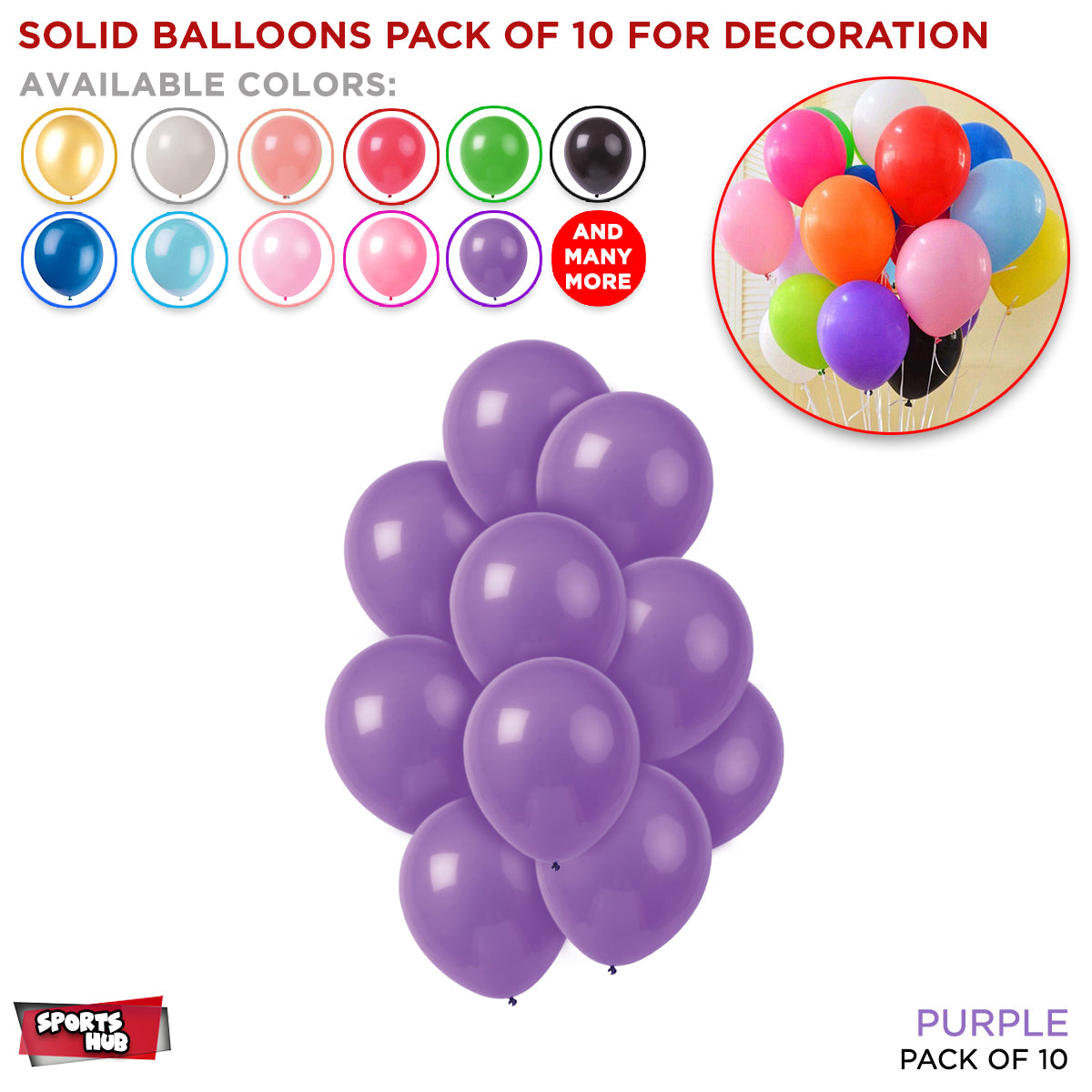 Solid Latex Balloons 10 Pcs