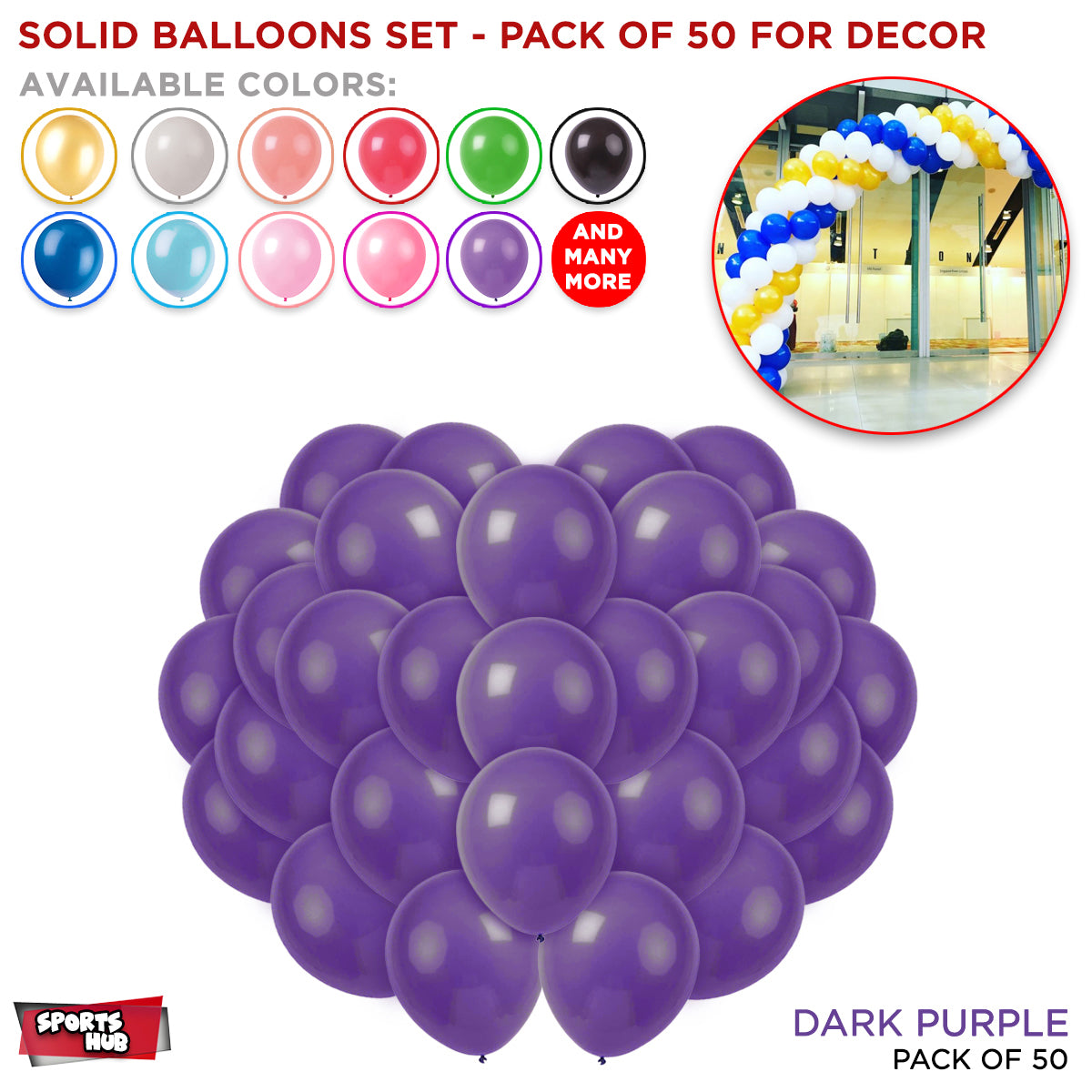 Solid Latex Balloons 50 Pcs