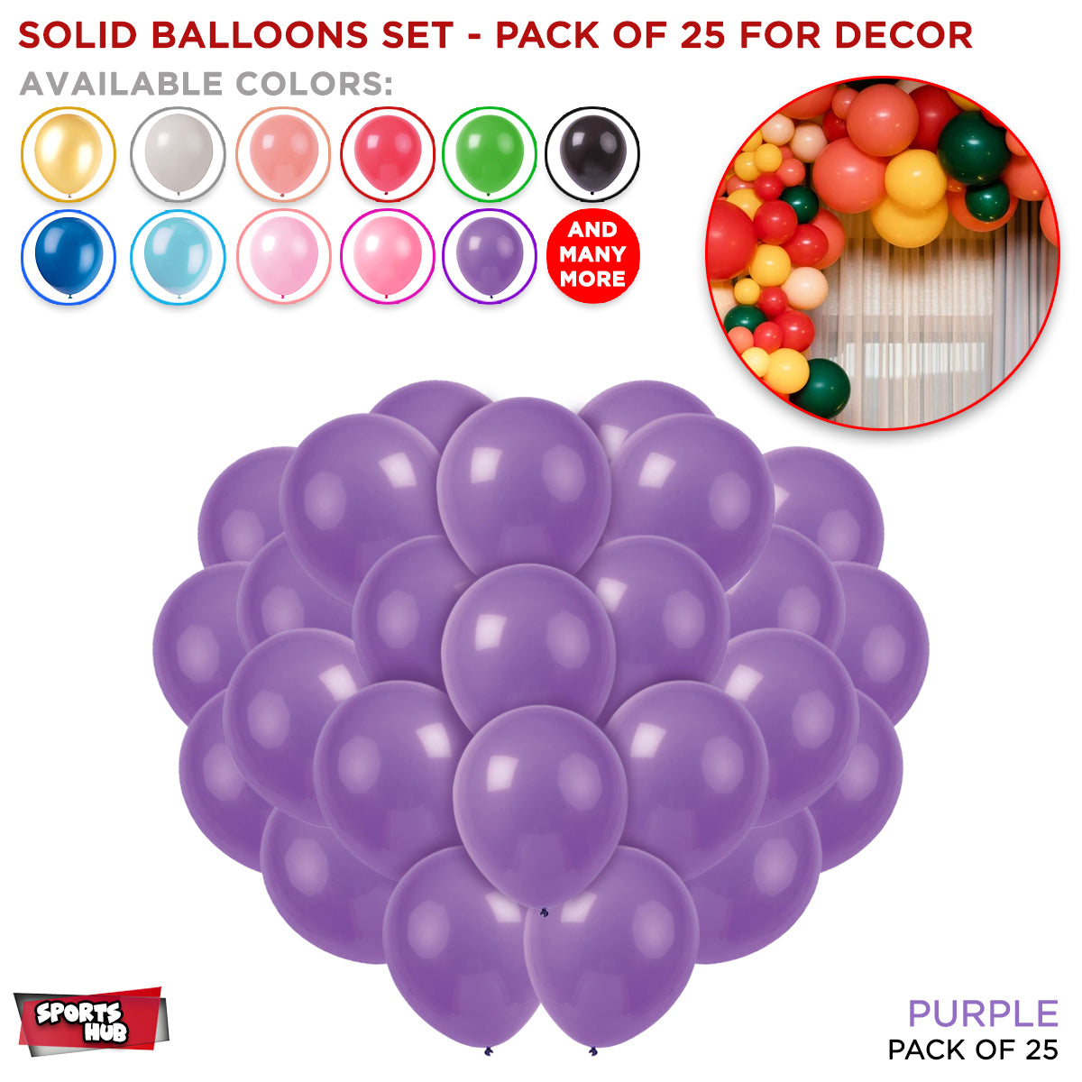 Solid Latex Balloons 25 Pcs