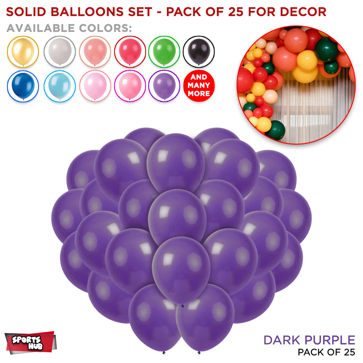 Solid Latex Balloons 25 Pcs