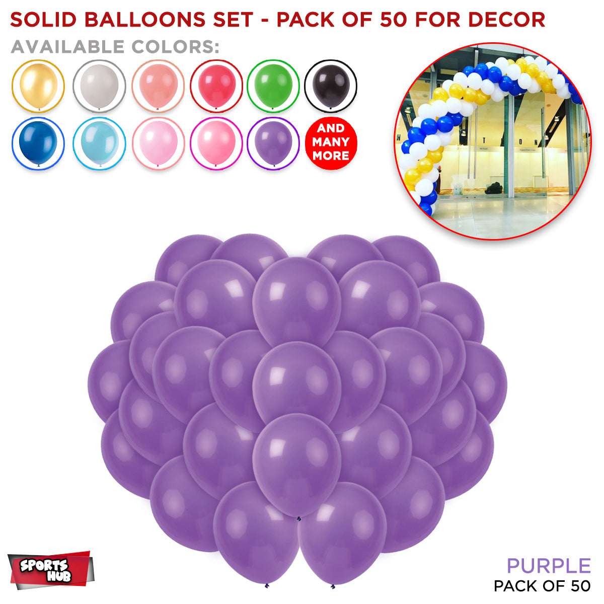 Solid Latex Balloons 50 Pcs