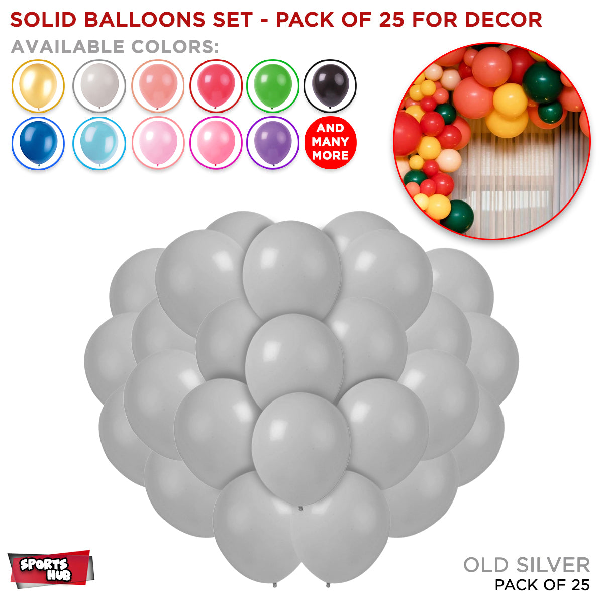 Solid Latex Balloons 25 Pcs