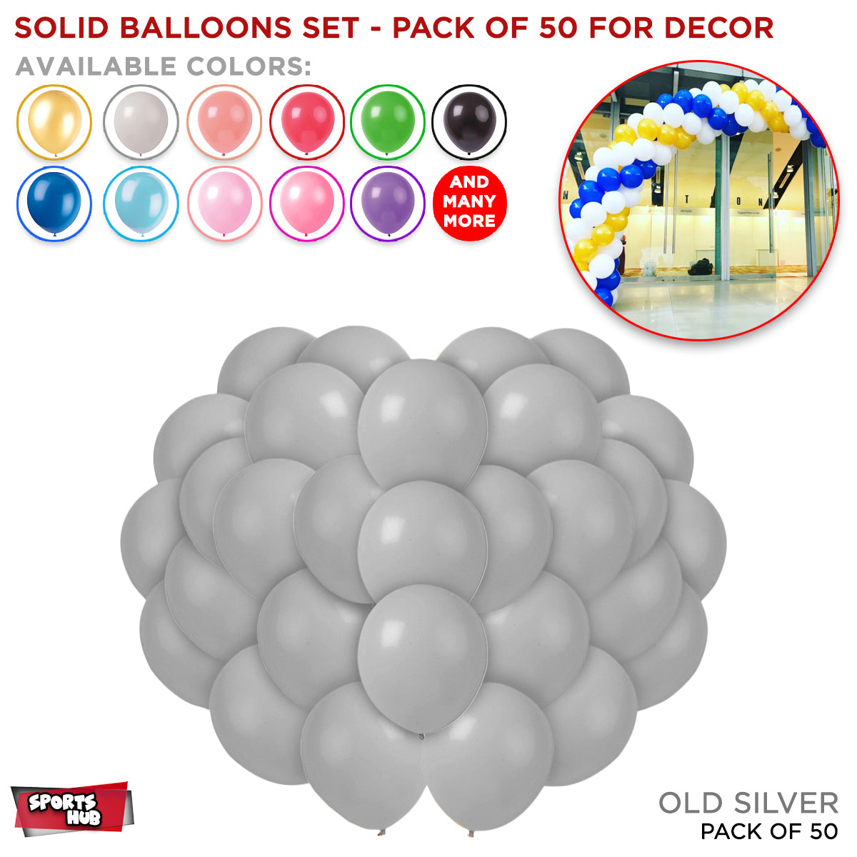 Solid Latex Balloons 50 Pcs