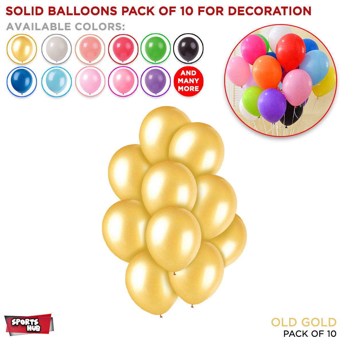 Solid Latex Balloons 10 Pcs