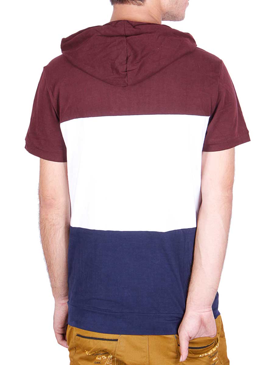 Summer Hoody T-Shirt - Maroon / White