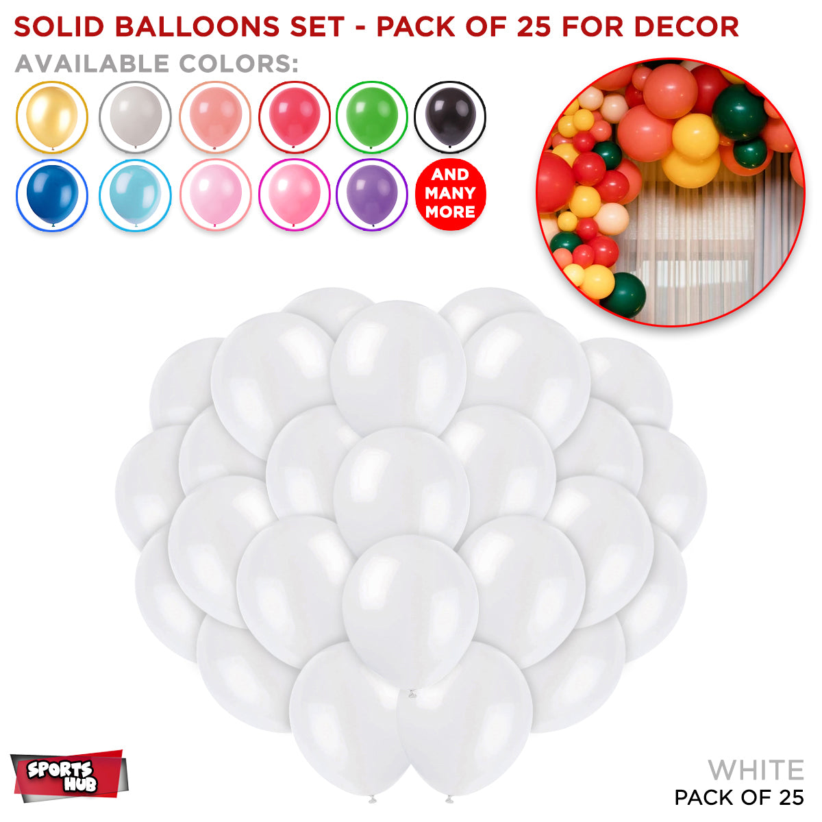 Solid Latex Balloons 25 Pcs