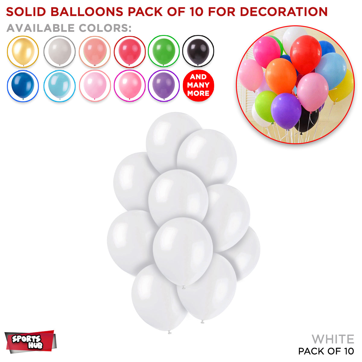 Solid Latex Balloons 10 Pcs
