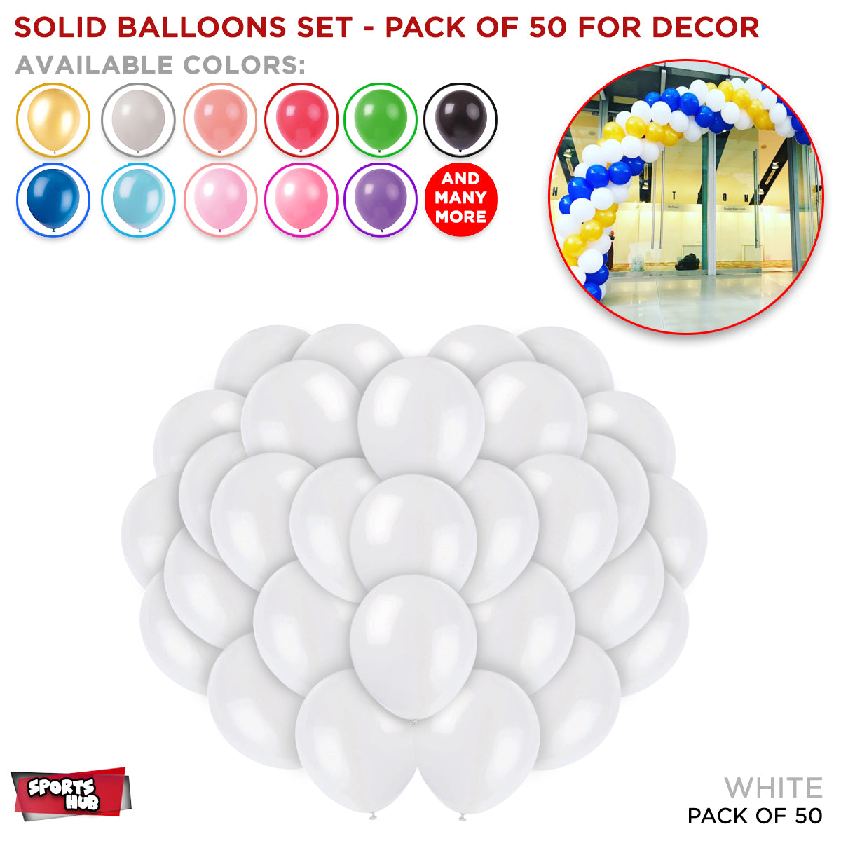 Solid Latex Balloons 50 Pcs
