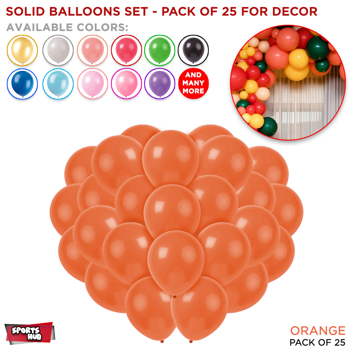 Solid Latex Balloons 25 Pcs