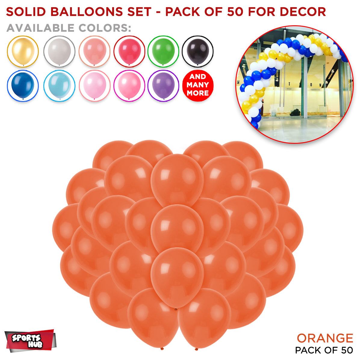 Solid Latex Balloons 50 Pcs