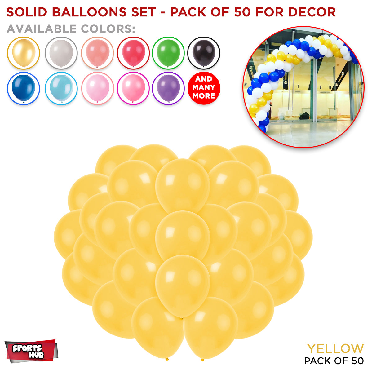 Solid Latex Balloons 50 Pcs