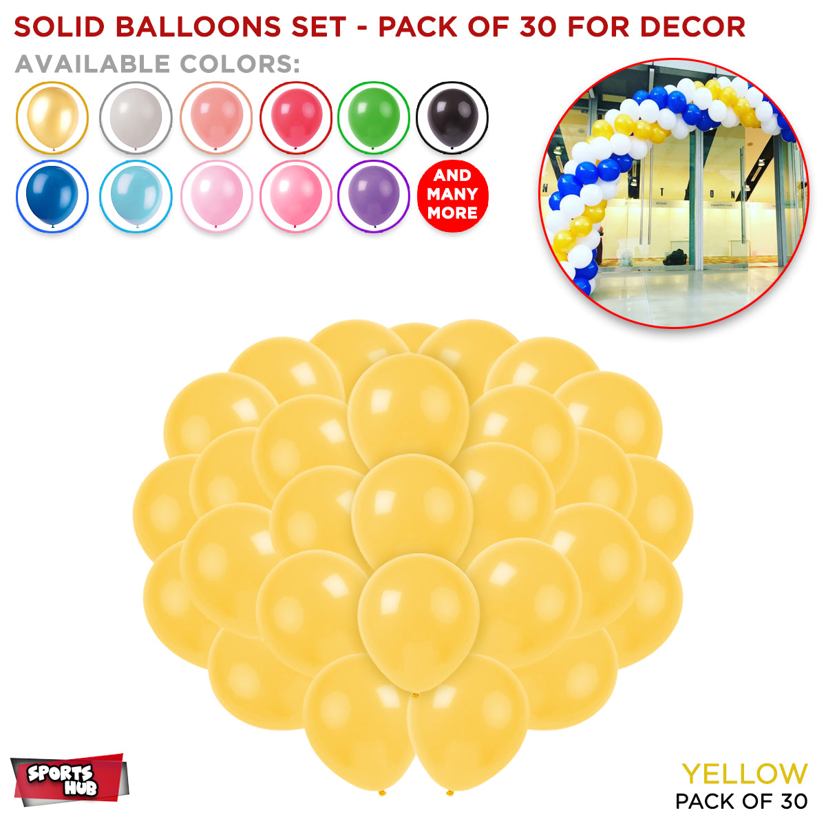 Solid Latex Balloons 30 Pcs
