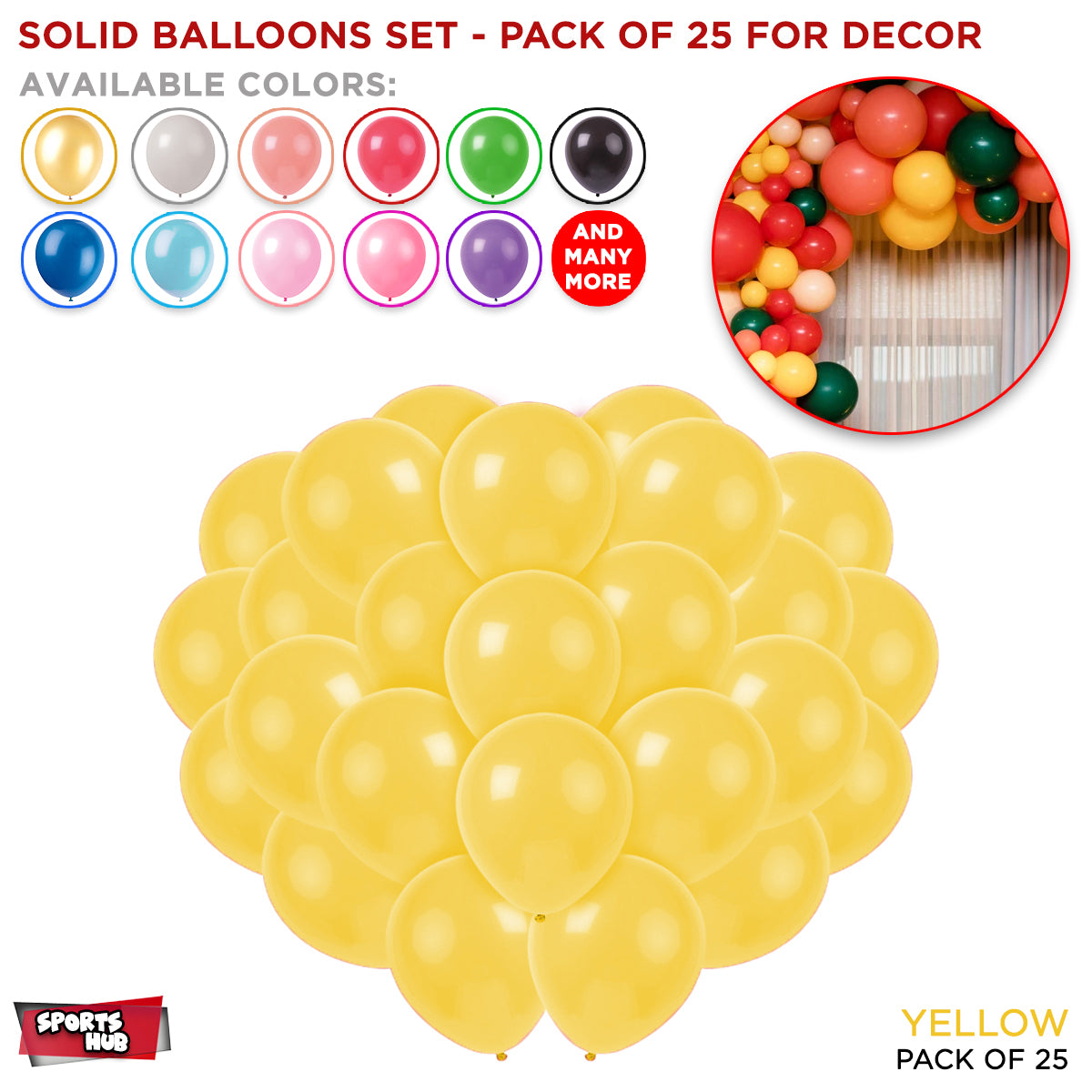 Solid Latex Balloons 25 Pcs