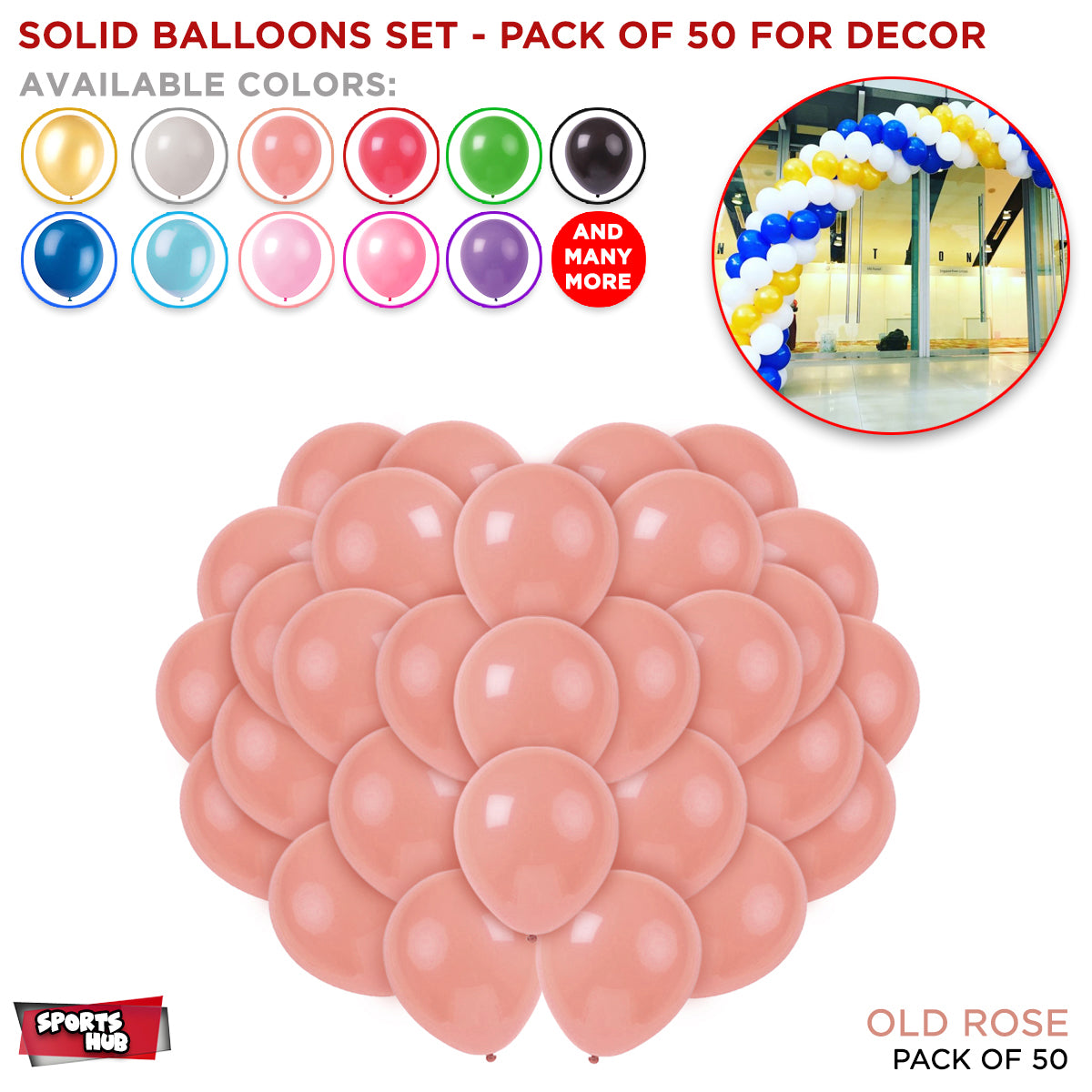 Solid Latex Balloons 50 Pcs