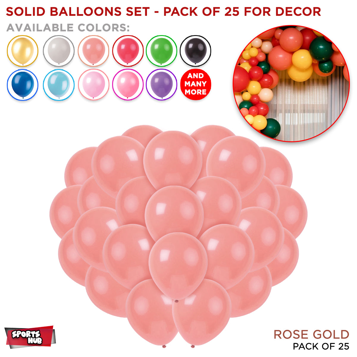 Solid Latex Balloons 25 Pcs