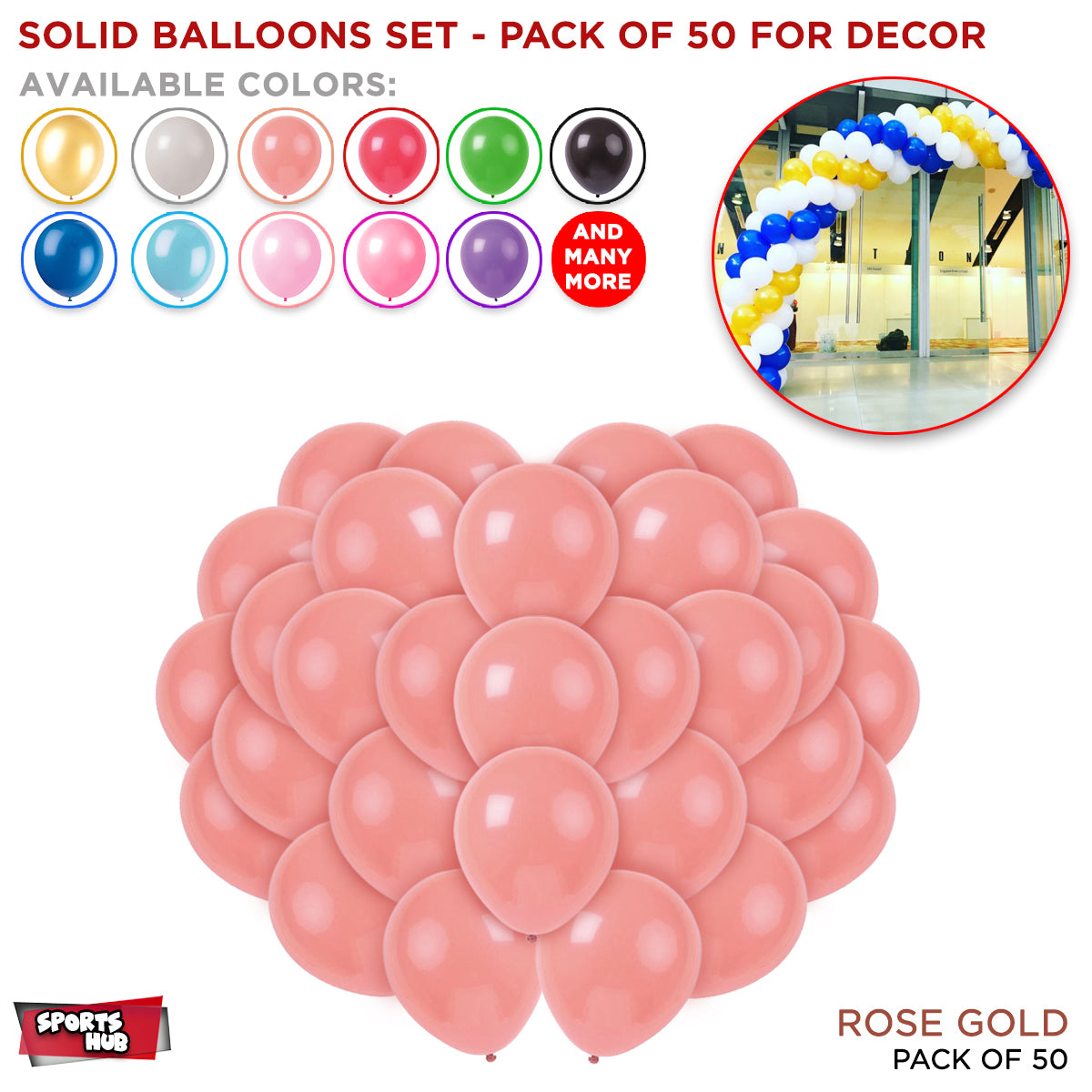 Solid Latex Balloons 50 Pcs