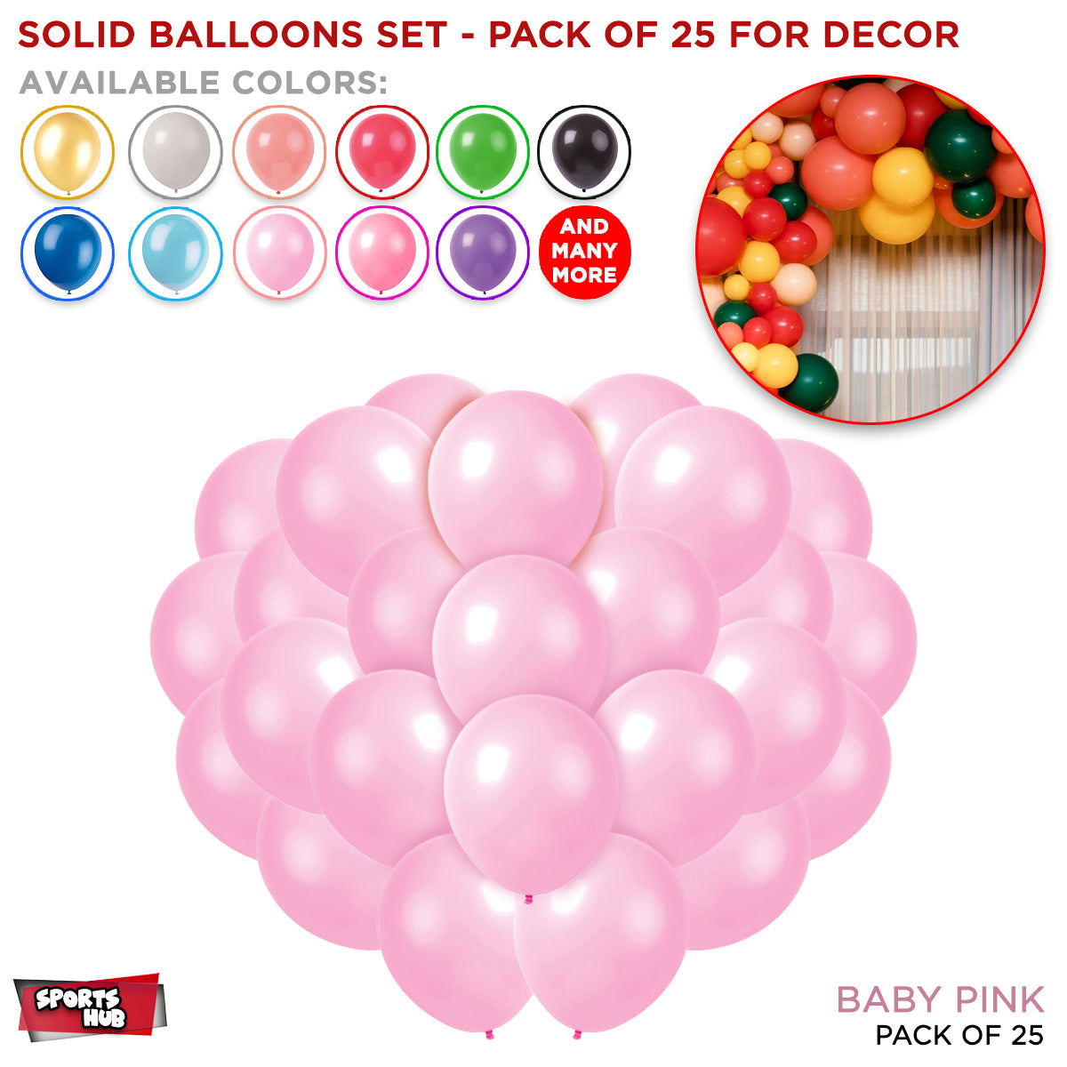 Solid Latex Balloons 25 Pcs