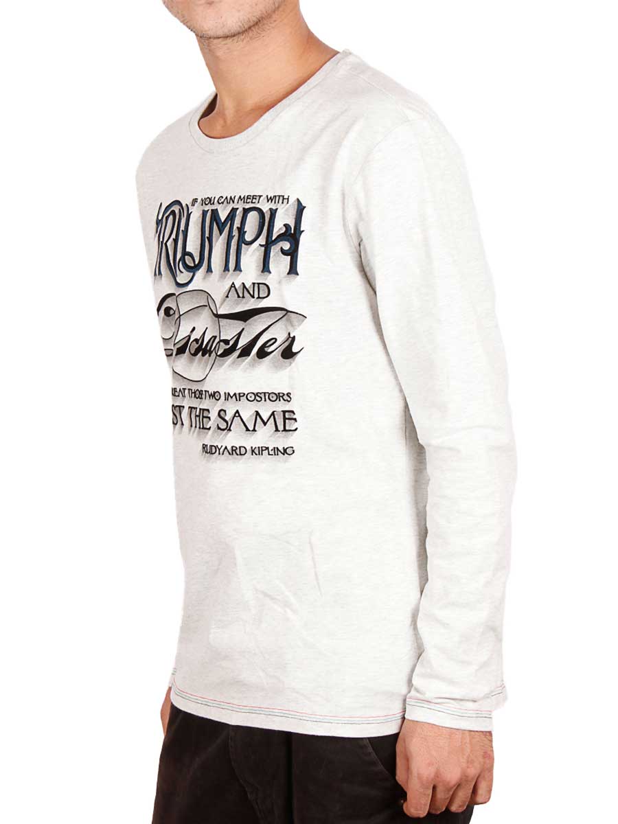 Triumph & Disaster Full Sleeves T-Shirt - Light Grey