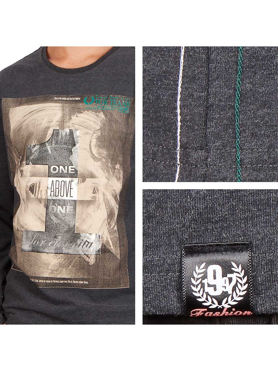 One Above Full Sleeves T-Shirt - Dark Grey