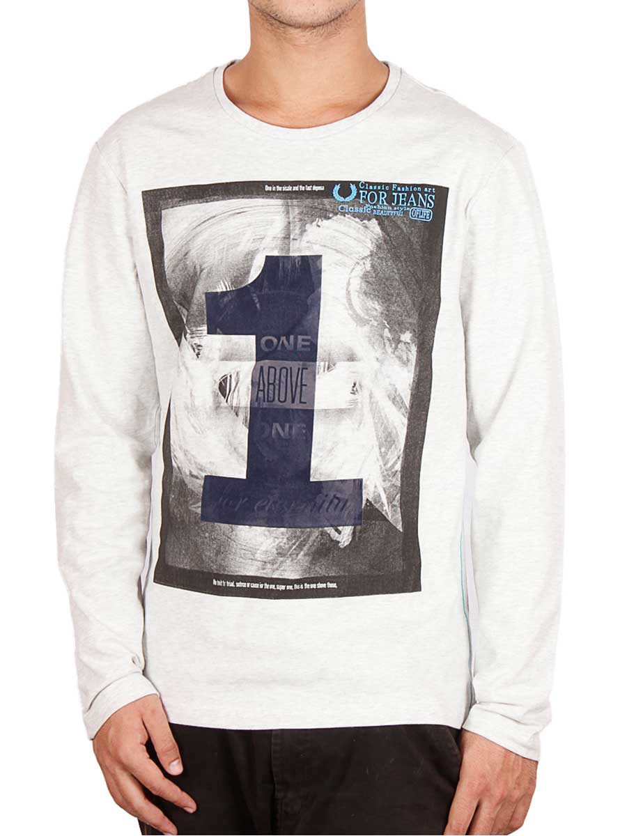 One Above Full Sleeves T-Shirt - Light Grey
