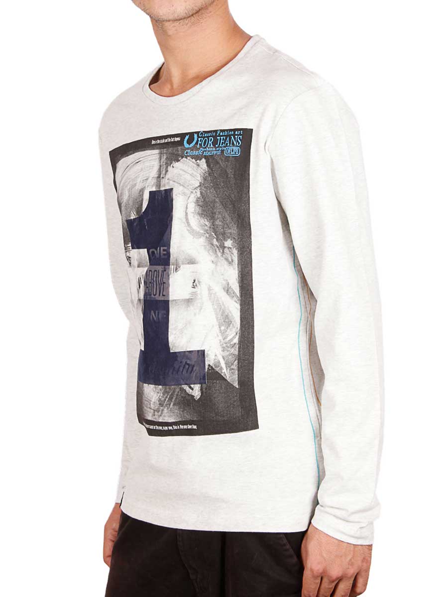 One Above Full Sleeves T-Shirt - Light Grey