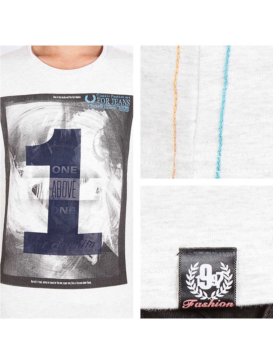 One Above Full Sleeves T-Shirt - Light Grey
