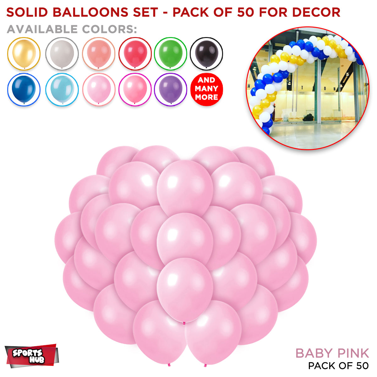 Solid Latex Balloons 50 Pcs
