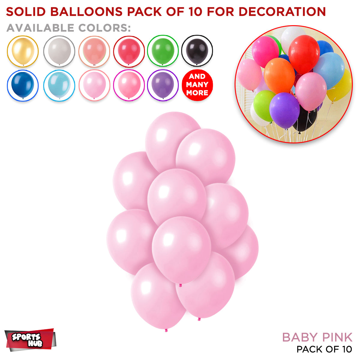 Solid Latex Balloons 10 Pcs