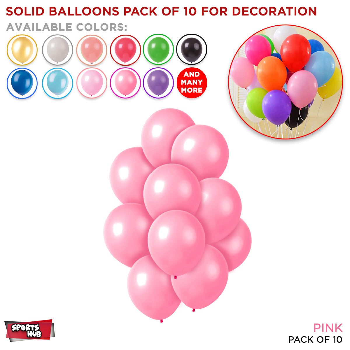 Solid Latex Balloons 10 Pcs