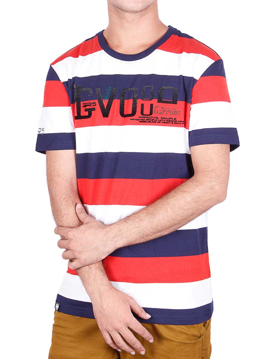 Stripes T-Shirt - Dark Blue / Orange