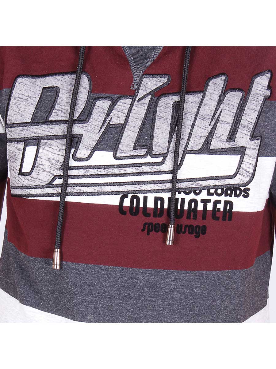 Stripes Hoody T-Shirt - Maroon / White