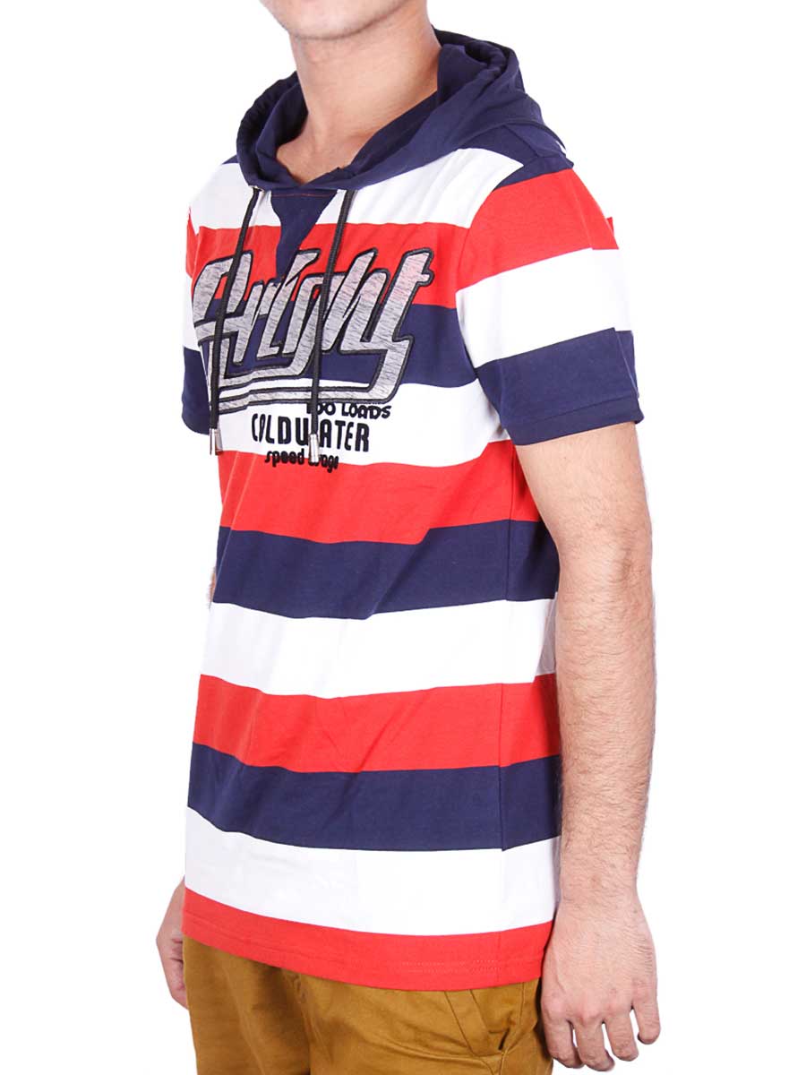 Stripes Hoody T-Shirt - Orange / White