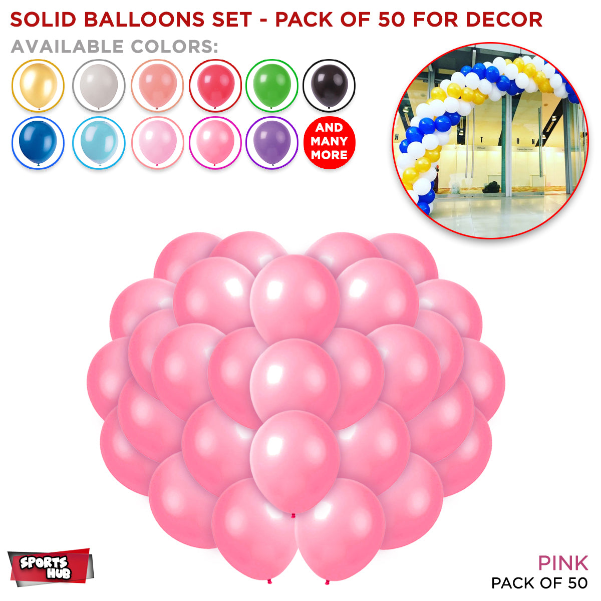 Solid Latex Balloons 50 Pcs