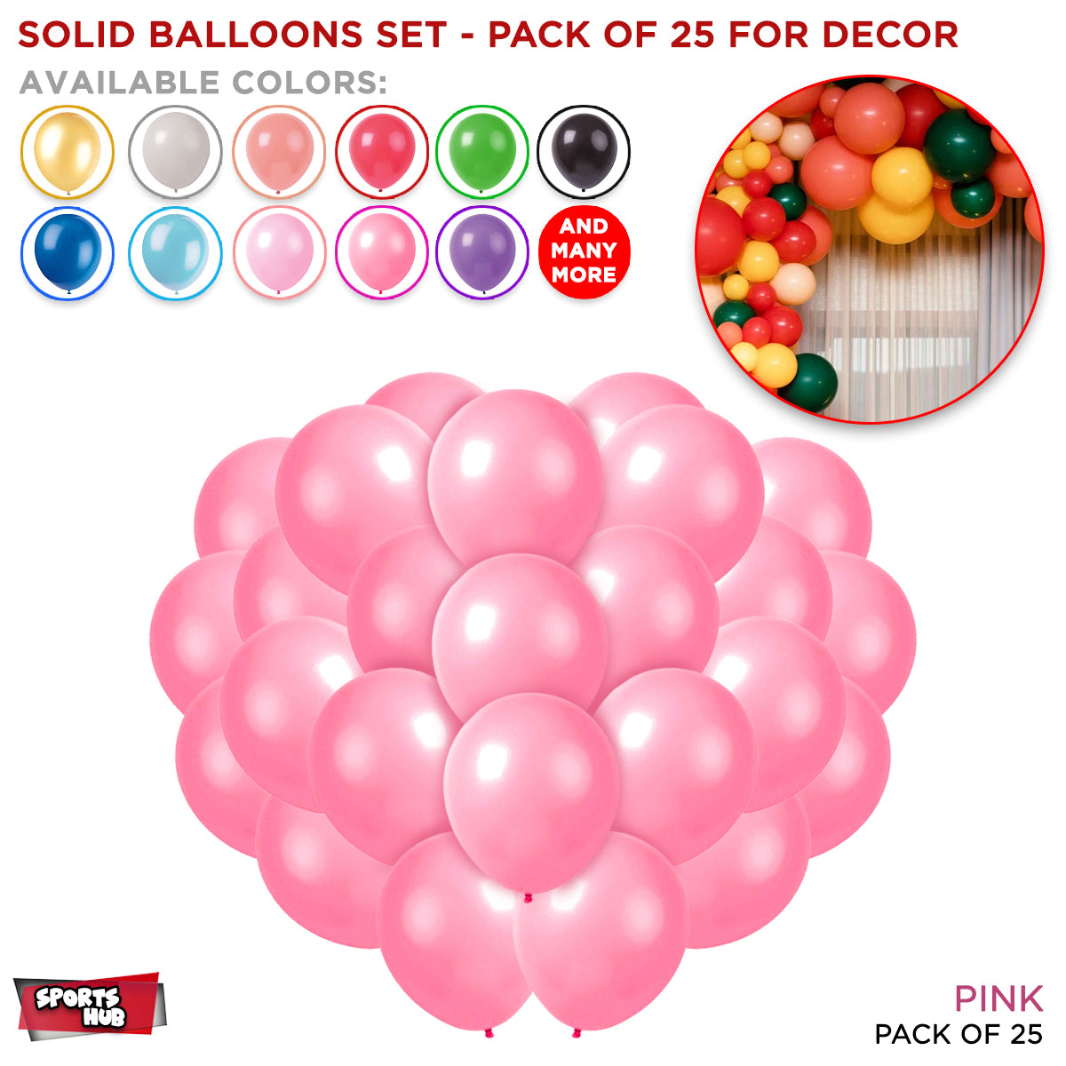 Solid Latex Balloons 25 Pcs