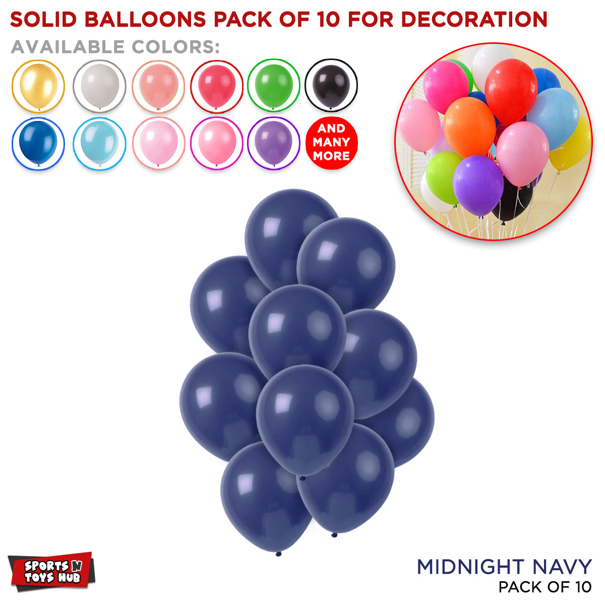 Solid Latex Balloons 10 Pcs