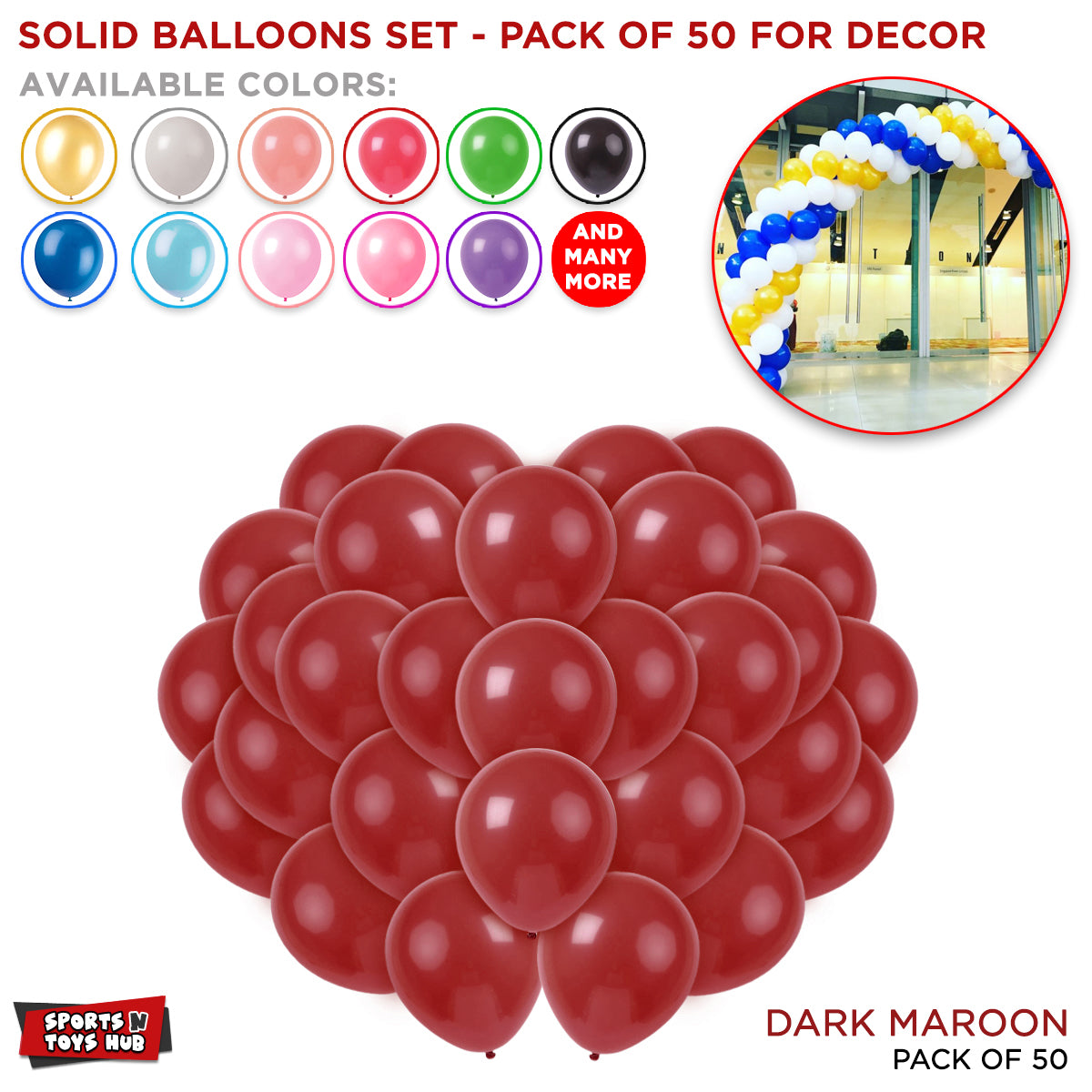 Solid Latex Balloons 50 Pcs