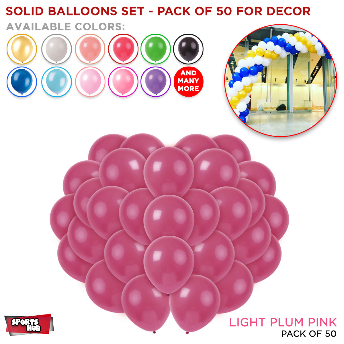 Solid Latex Balloons 50 Pcs