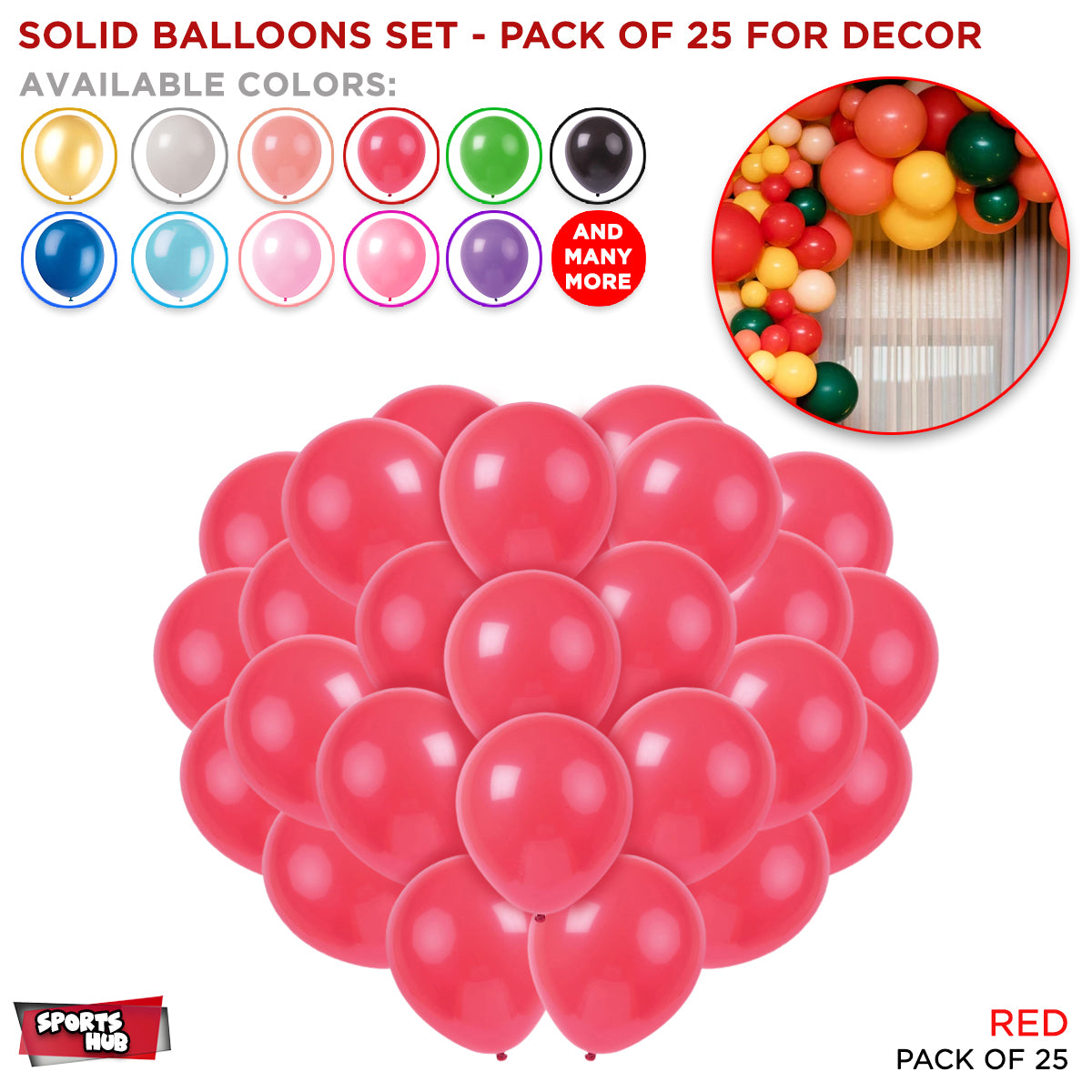 Solid Latex Balloons 25 Pcs