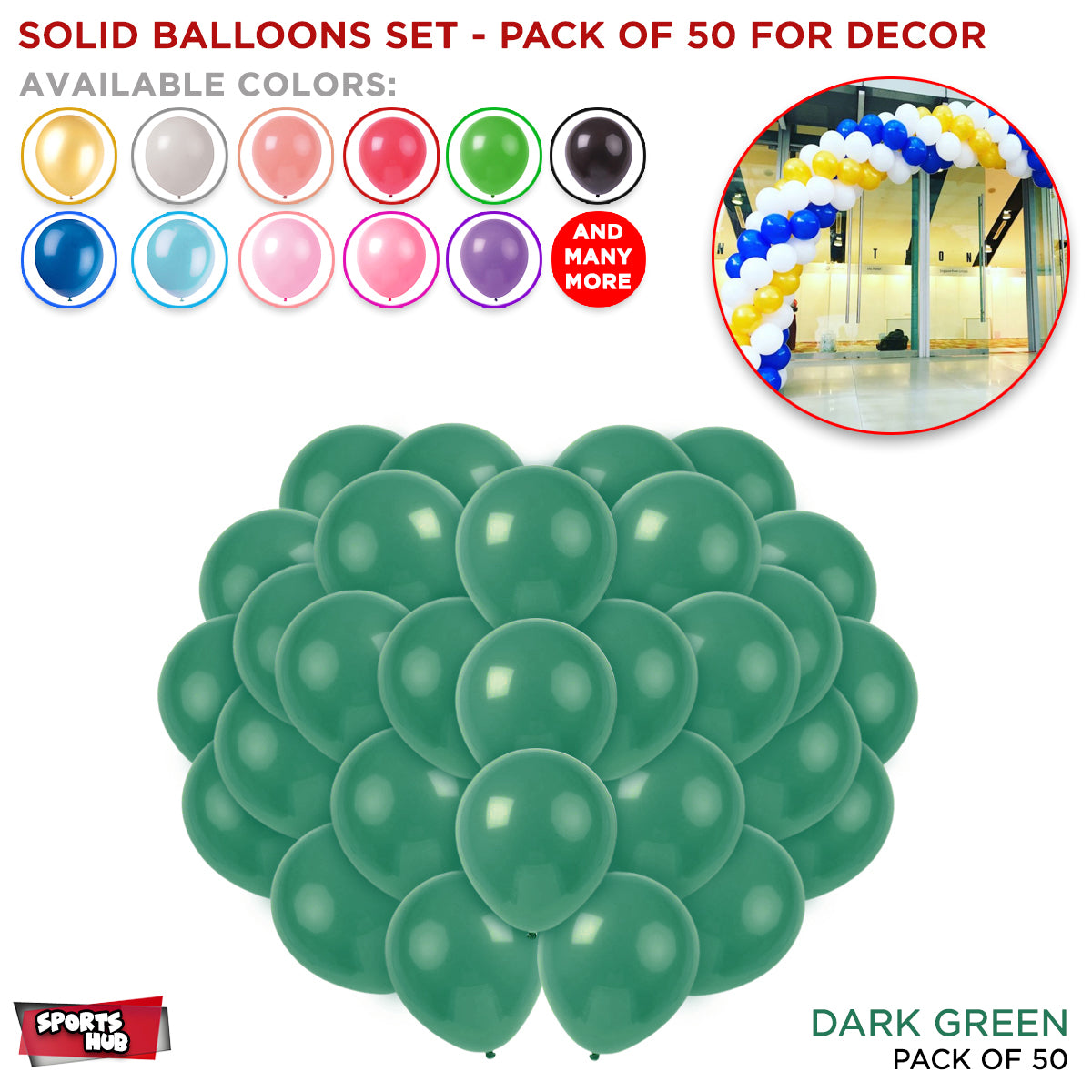 Solid Latex Balloons 50 Pcs