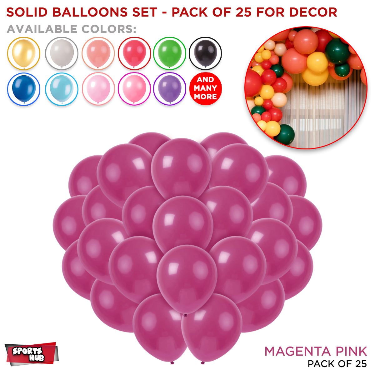 Solid Latex Balloons 25 Pcs