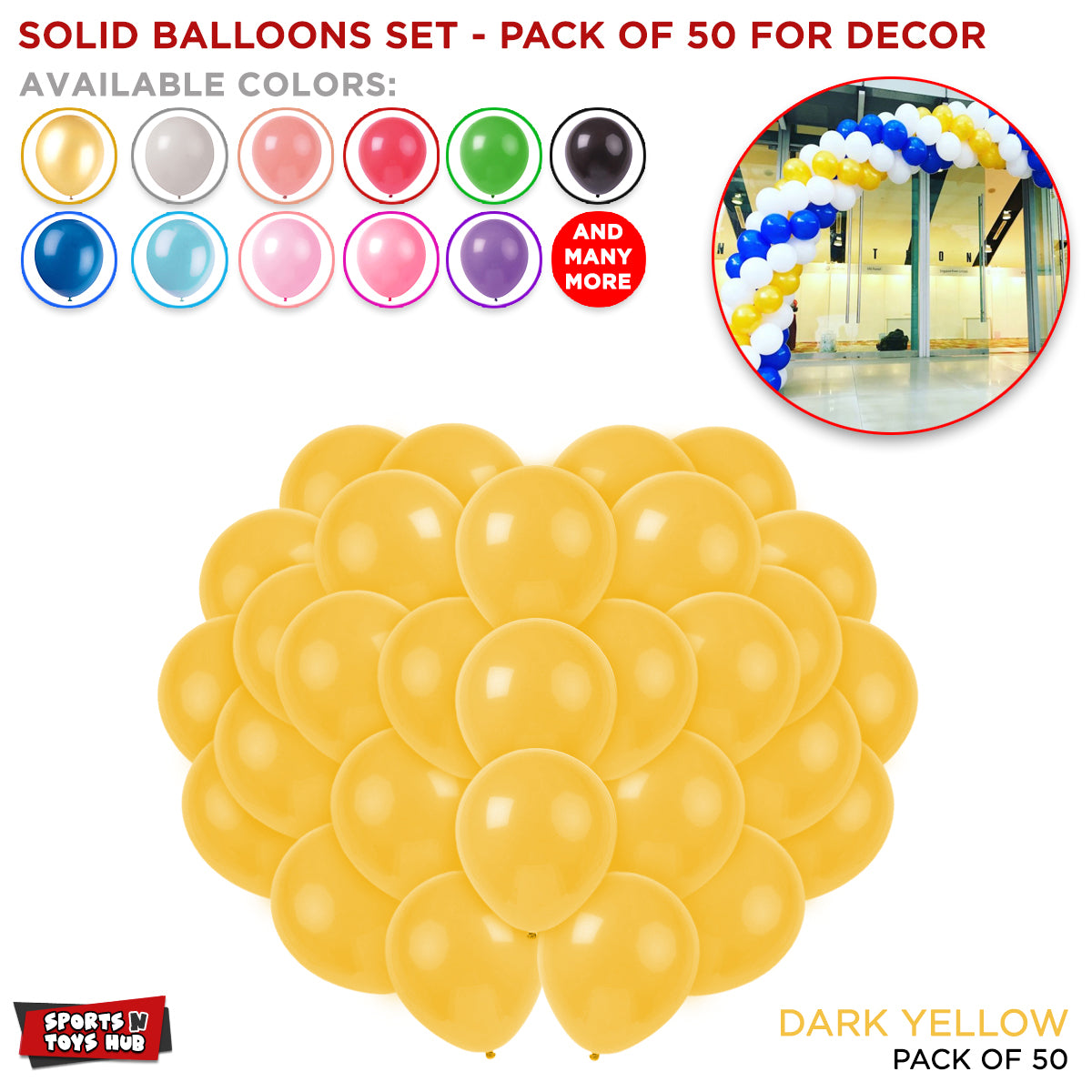 Solid Latex Balloons 50 Pcs