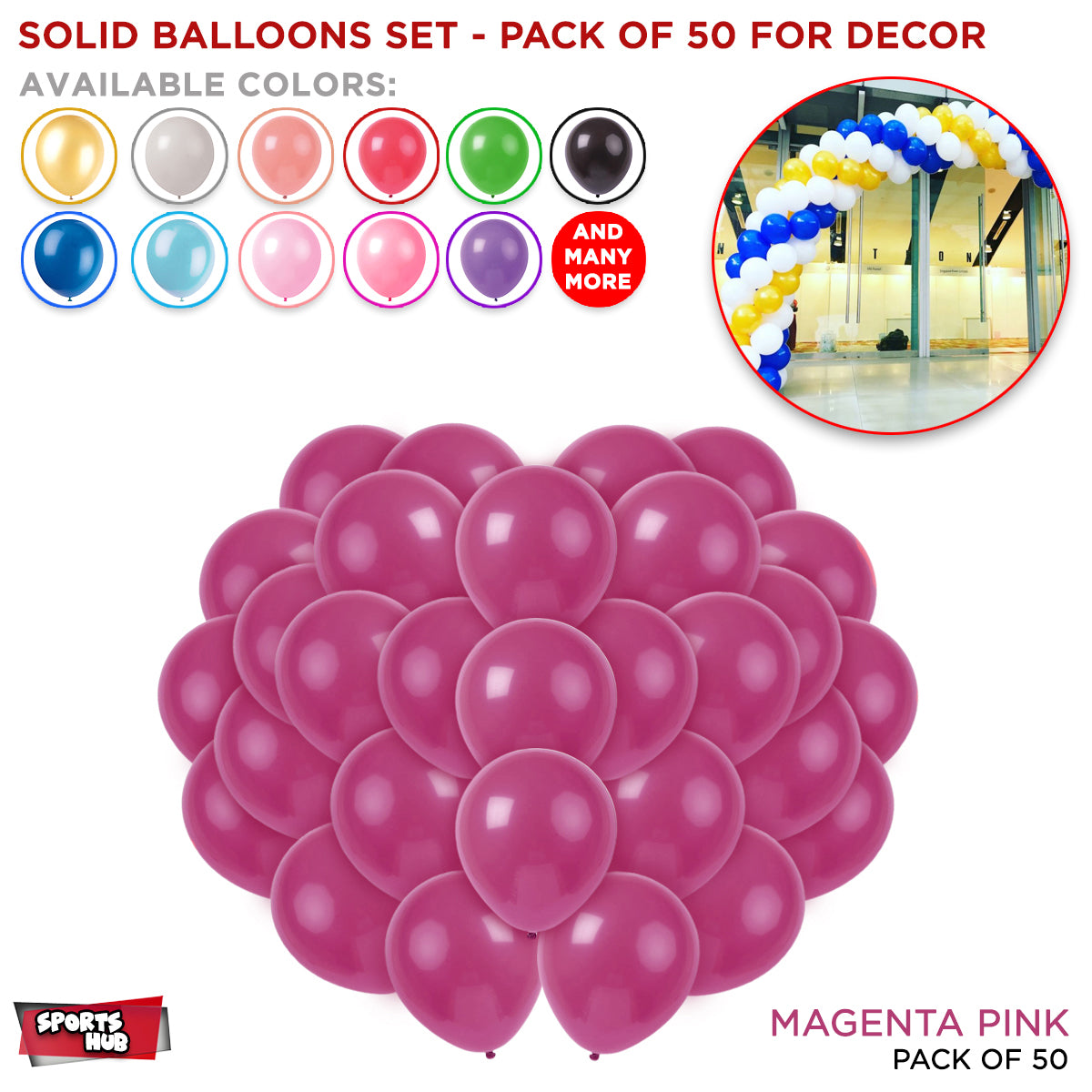 Solid Latex Balloons 50 Pcs