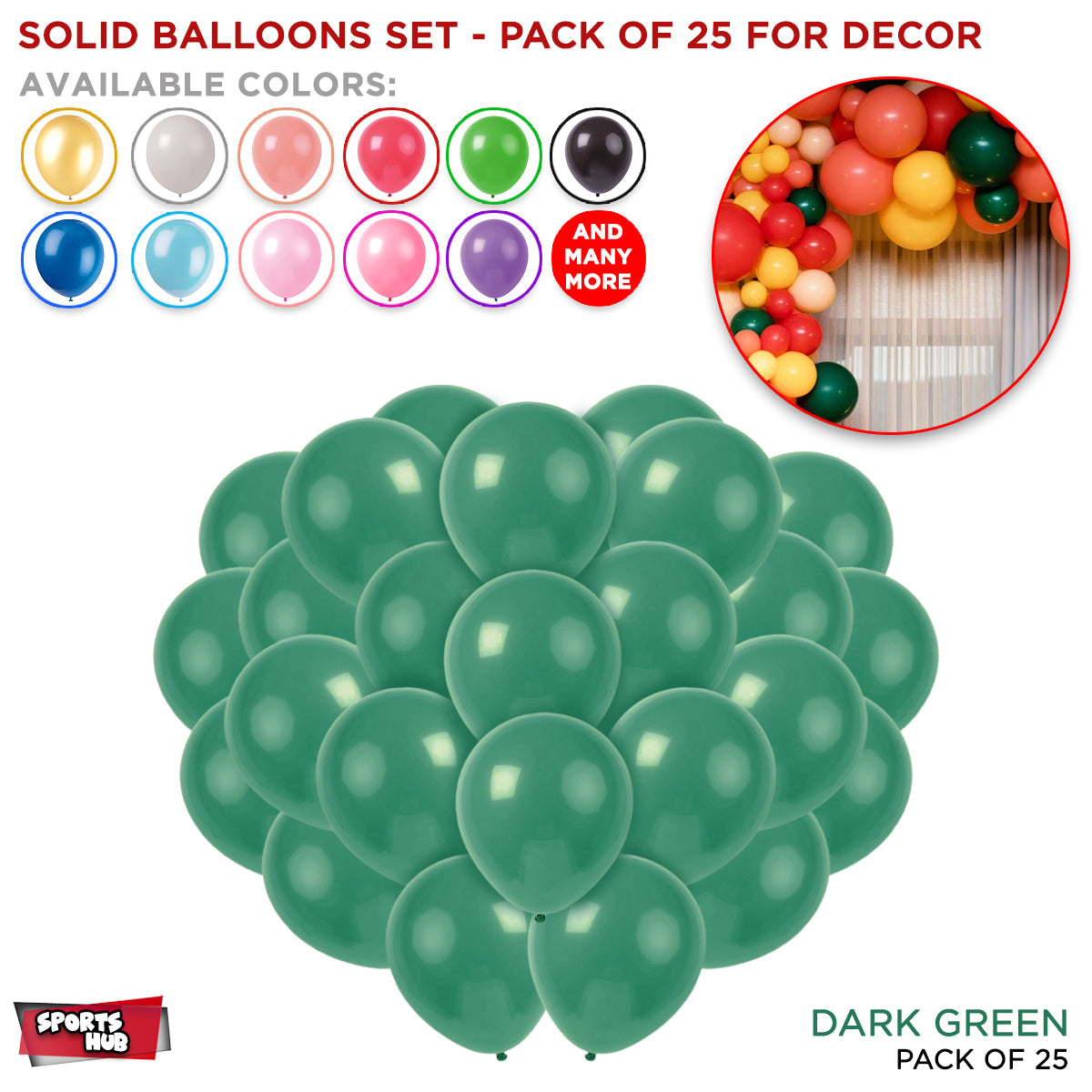 Solid Latex Balloons 25 Pcs